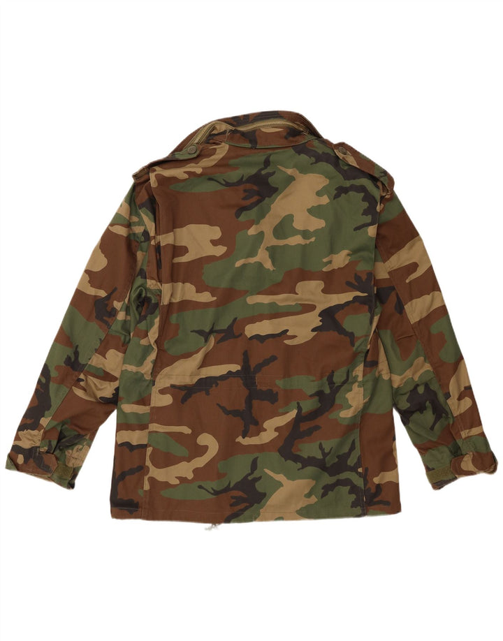 Męska kurtka wojskowa w stylu vintage UK 38, średni kamuflaż khaki, poliester