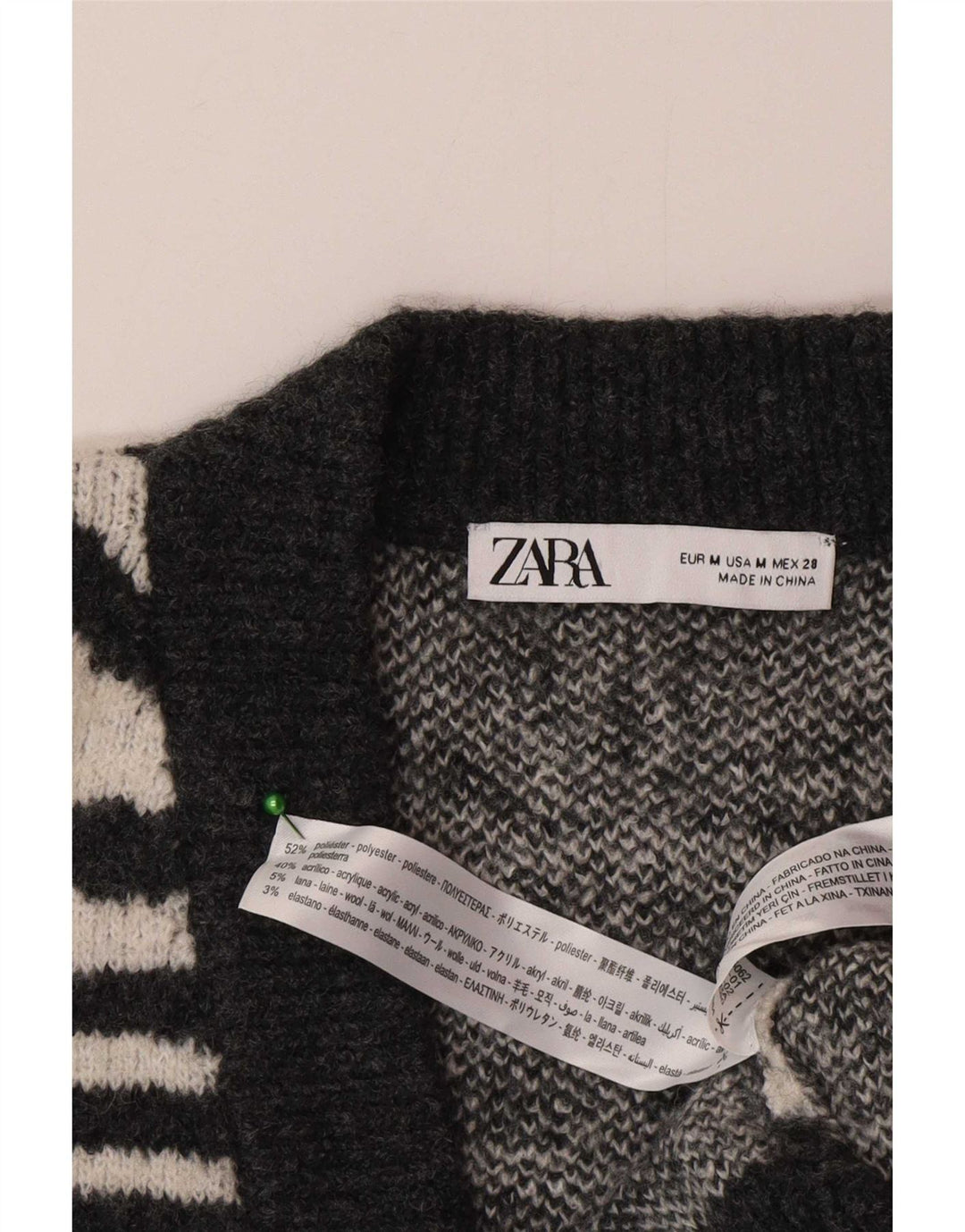 Damski sweter oversize Zara UK 14 Średni szary z nadrukiem zwierzęcym