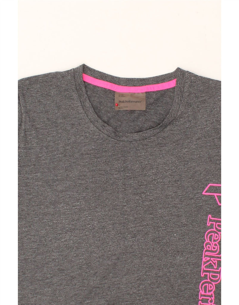 PEAK PERFORMANCE Womens Graphic T-Shirt Top UK 12 Medium Grey Vintage Peak Performance and Second-Hand Peak Performance from Messina Hembry 