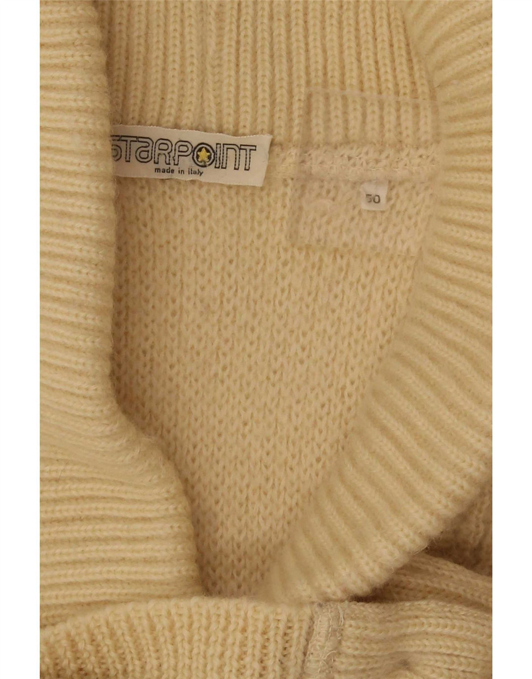 Vintage męski sweter kardigan IT 50 średnio beżowa wełna