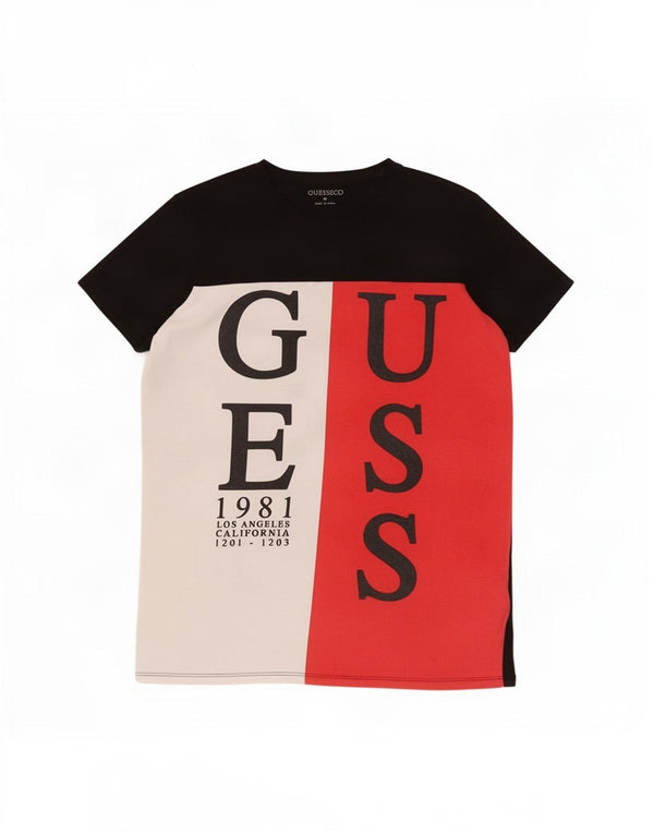 Chłopięcy T-shirt z grafiką Guess, 15-16 lat, czarna bawełna