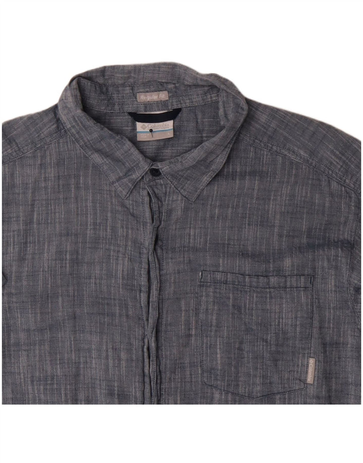 Koszula męska z krótkim rękawem i regularnym krojem Columbia, duża, niebieska bawełna