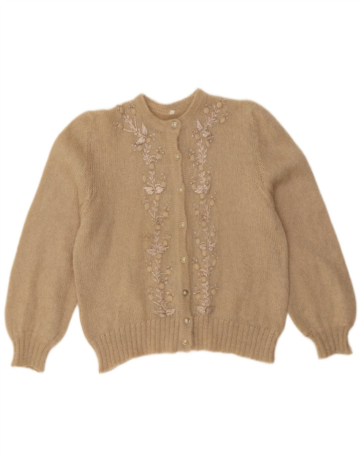 Sweter damski VINTAGE UK 12 w kolorze średniego beżu w kwiaty