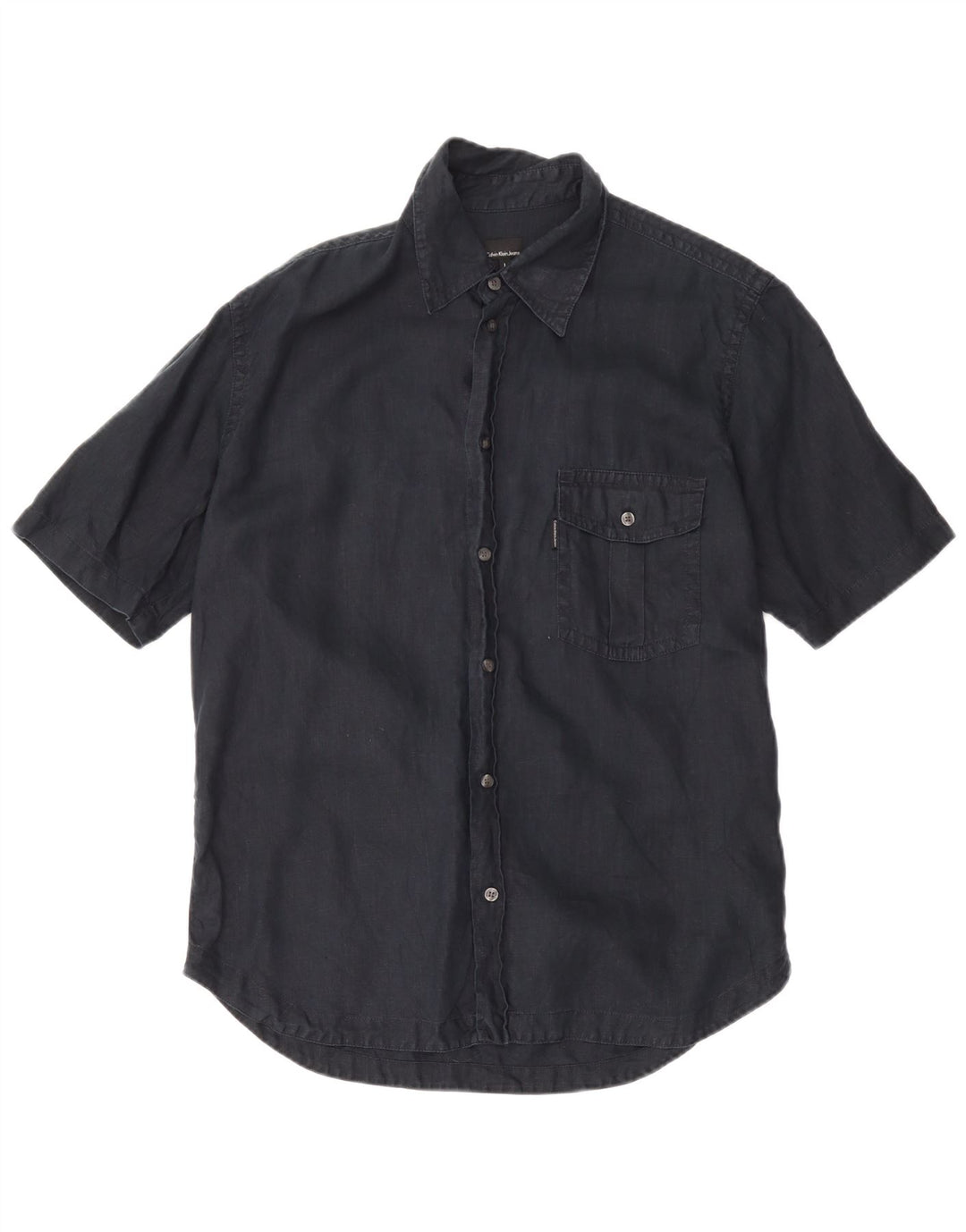 Męska koszula z krótkim rękawem Calvin Klein Jeans, duża, granatowa, lniana