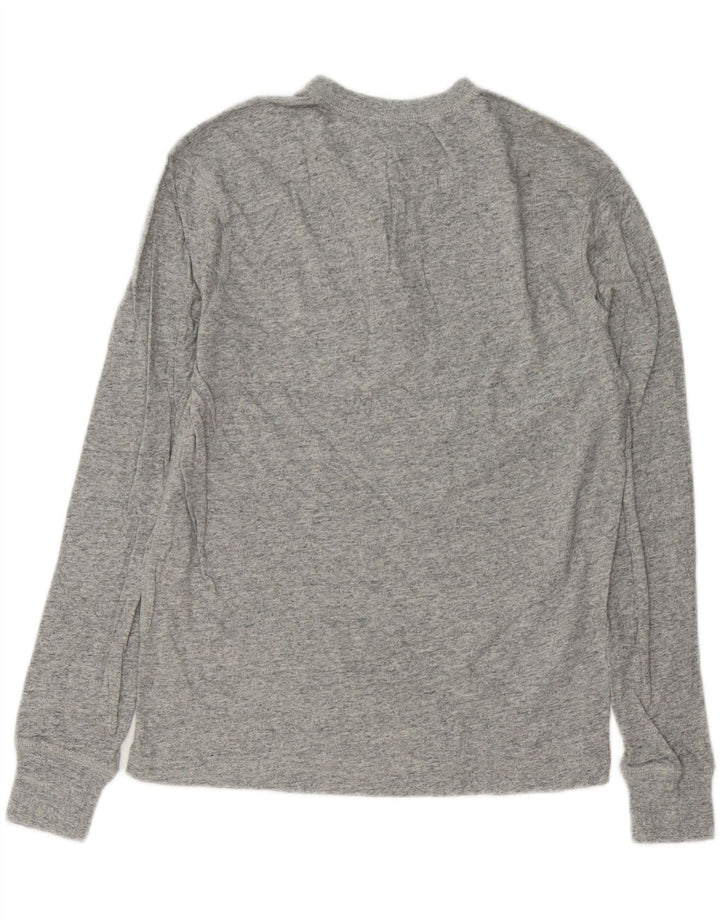 J. CREW Męski top z długim rękawem, mały, szary, nakrapiany, bawełniany