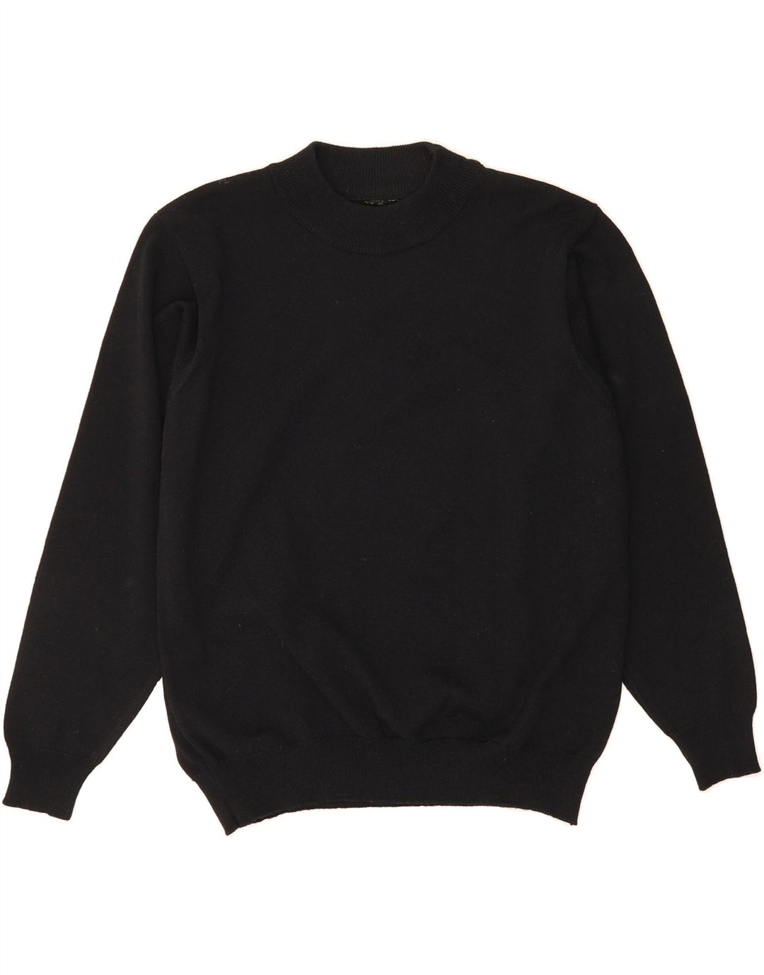 VINTAGE Womens Turtle Neck Jumper Sweater UK 14 Medium Black Cotton Vintage Vintage and Second-Hand Vintage from Messina Hembry 