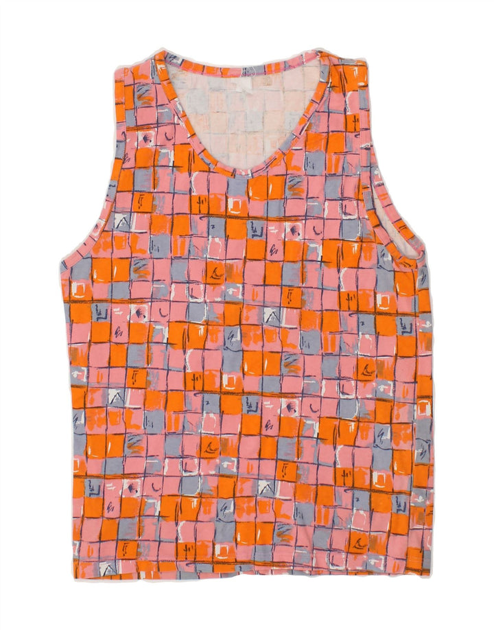 VINTAGE Womens Vest Top UK 10 Small Pink Check Vintage Vintage and Second-Hand Vintage from Messina Hembry 