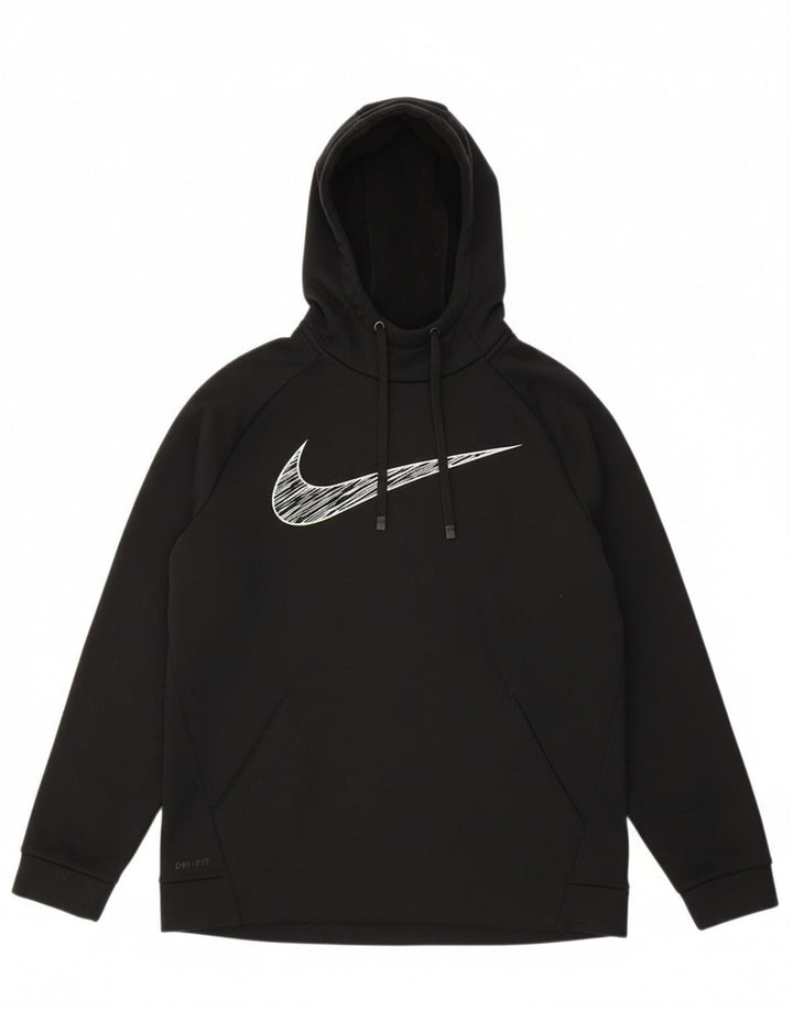 NIKE Mens Dri Fit Graphic Hoodie Jumper Medium Black Polyester