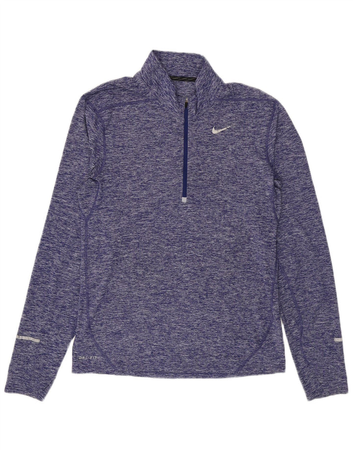 Męski dres Nike Dri Fit z zamkiem błyskawicznym na szyi, mały, fioletowy nakrapiany