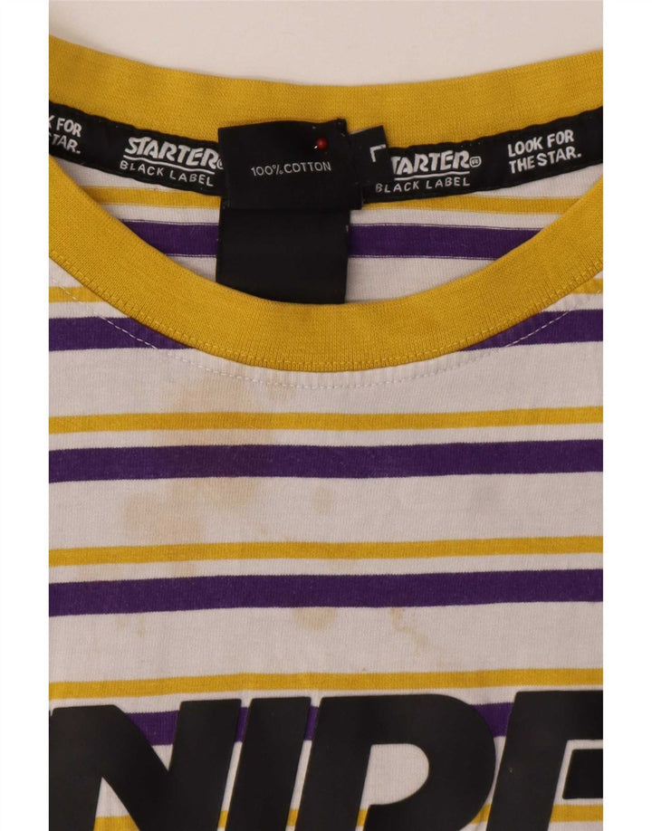Starter Męski T-shirt z grafiką BLACK LABEL, duży, bawełniany w białe paski
