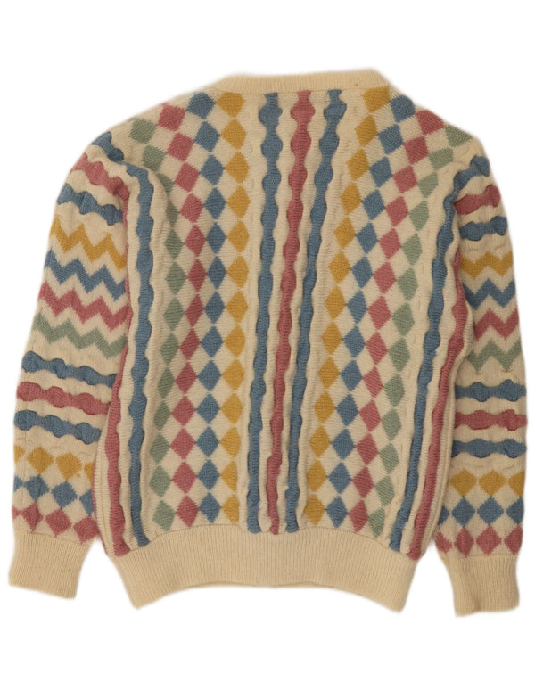 Damski sweter rozpinany Tulchan, jeden rozmiar, beżowy Argyle/diamentowa nowa wełna