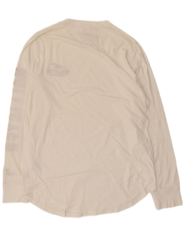 Męski top graficzny Hollister z długim rękawem XL, biały, bawełniany