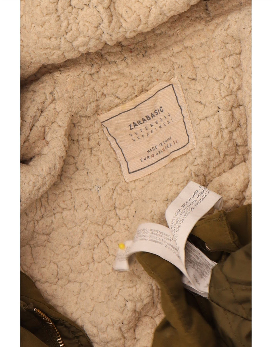 Damska kurtka parka z kapturem Zara UK 6 XS Khaki, poliester