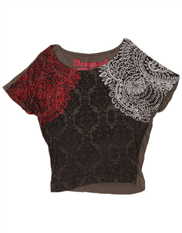 Damska bluzka Desigual Batwing Top UK 14 Średni szary Paisley wiskoza