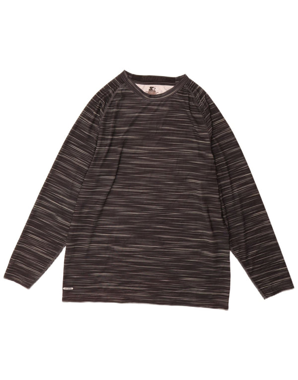 Startowy męski top z długim rękawem, UK 46/48 XL, czarny, prążkowany poliester