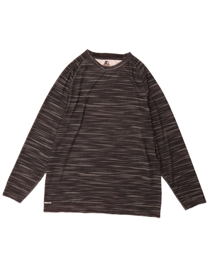 Startowy męski top z długim rękawem, UK 46/48 XL, czarny, prążkowany poliester