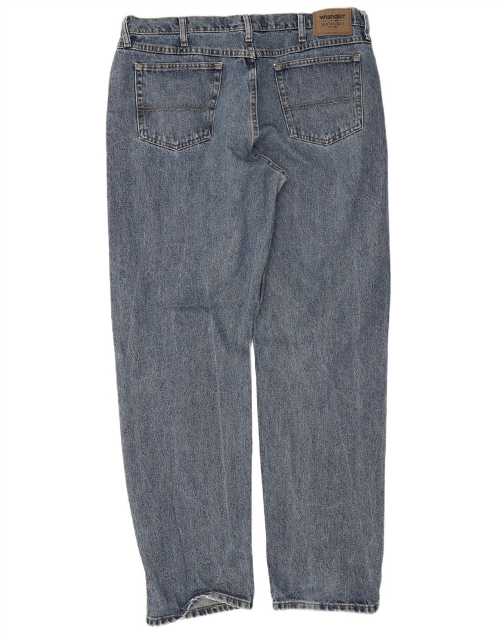 Wrangler Męskie proste dżinsy W38 L34 Niebieskie bawełniane