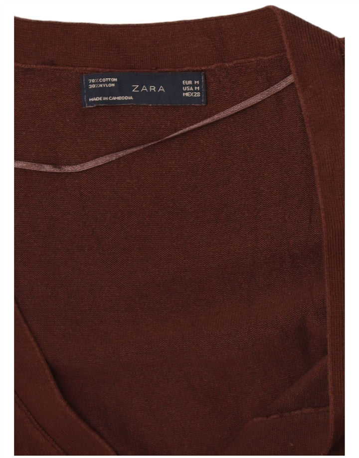 Sweter damski Zara Cardigan UK 12 Średni brązowy bawełniany