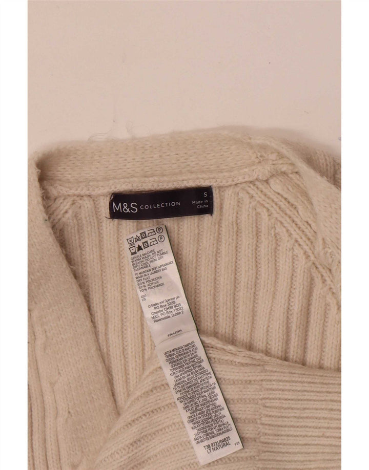 Marks & Spencer Damski sweter rozpinany UK 10, mały, beżowy poliester
