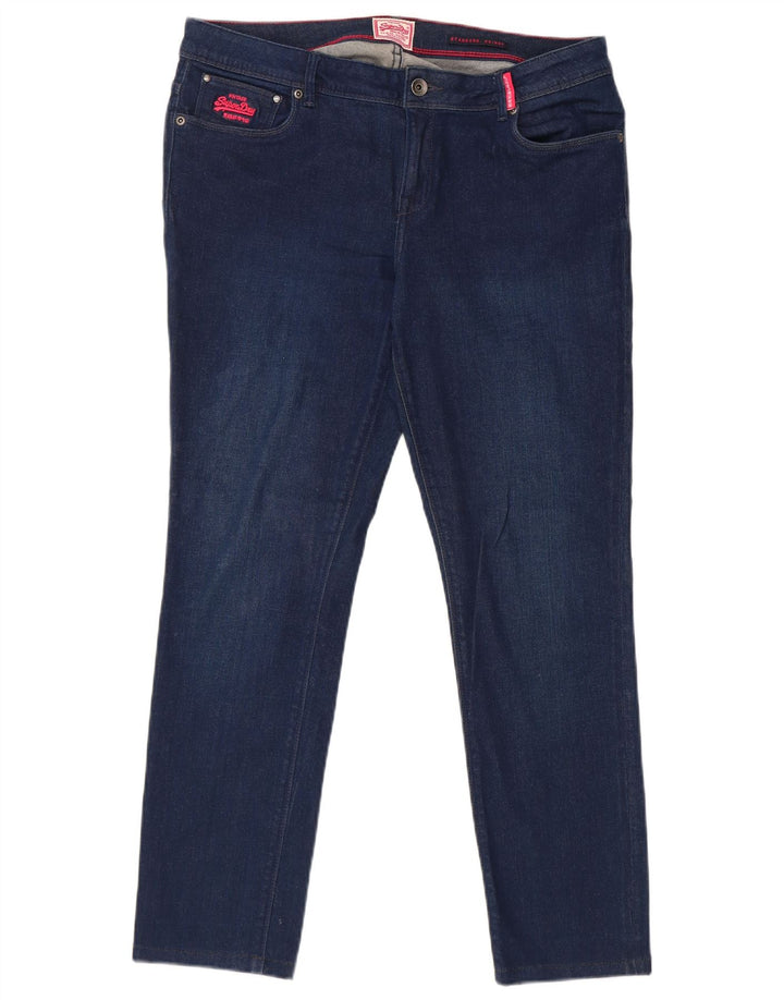 SUPERDRY Damskie jeansy obcisłe o standardowym kroju W32 L28 Niebieska bawełna