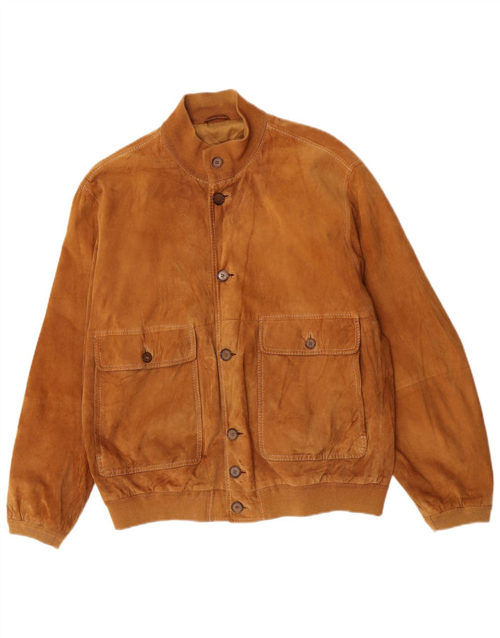 Męska zamszowa kurtka bomberka Gimo UK 40, duża, beżowa skóra