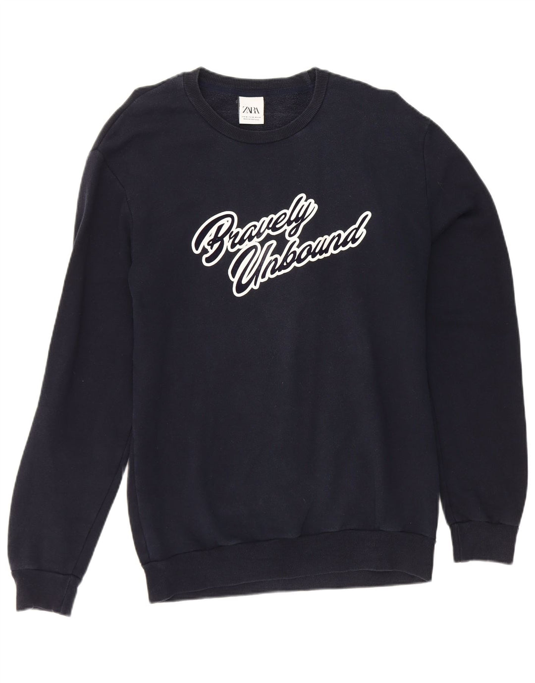 Męski sweter z grafiką Zara, średni granat
