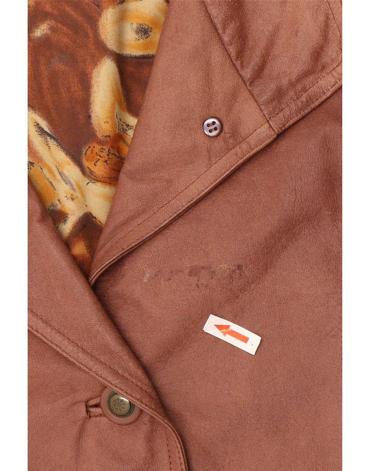Vintage damski płaszcz skórzany oversize EU 38 średniej wielkości brązowa skóra
