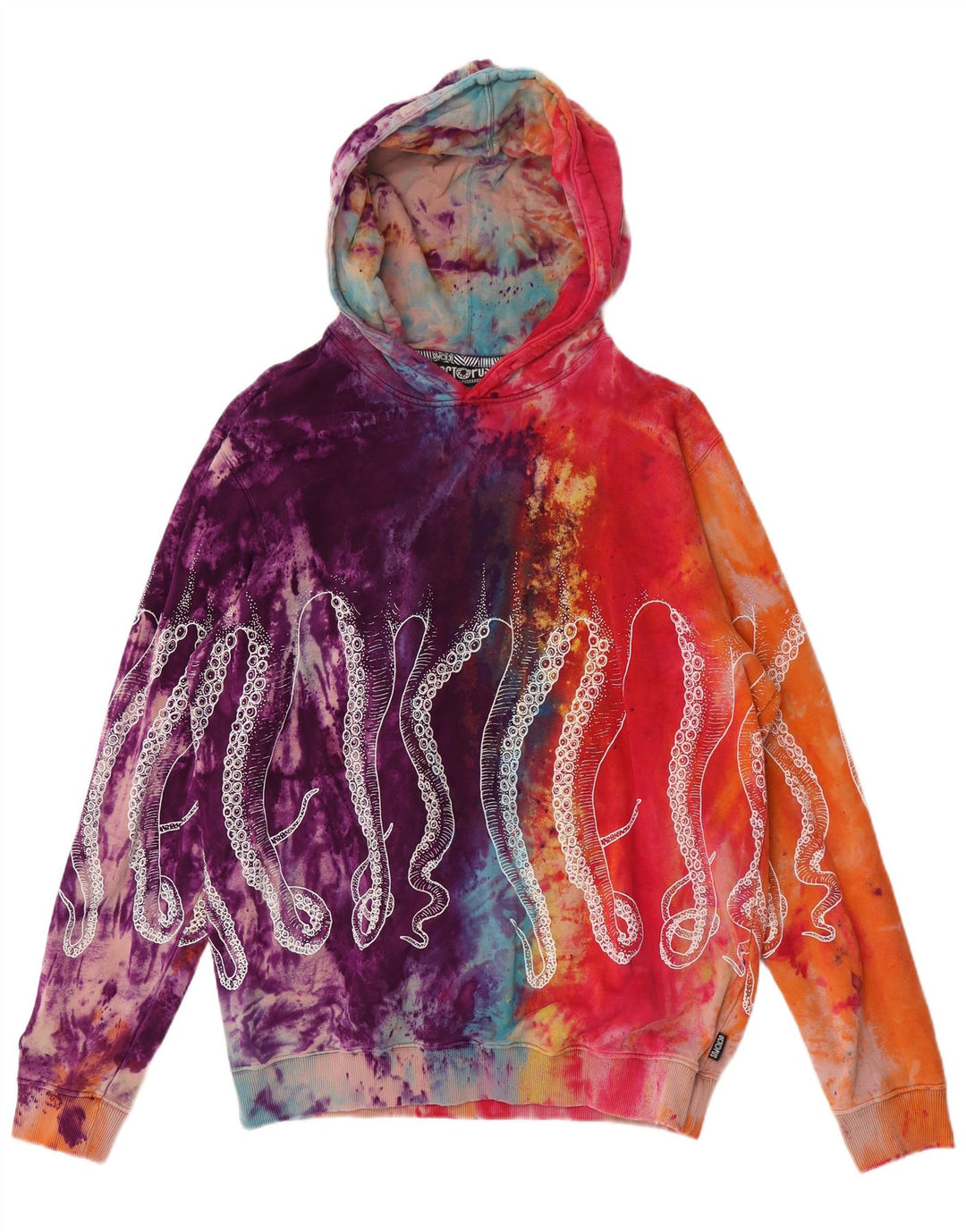 Męski sweter z kapturem i grafiką Octopus, duży, wielobarwny krawat