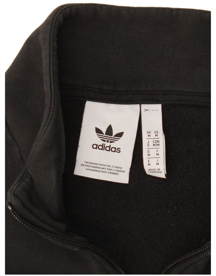 Męska bluza Adidas z grafiką i zamkiem błyskawicznym, średnia czarna bawełniana