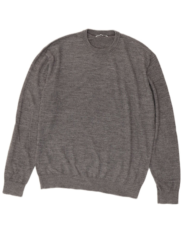 Męski sweter z okrągłym dekoltem Zara XL, szary