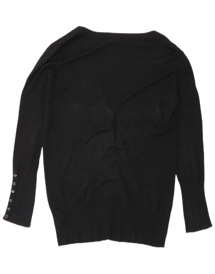 Sweter damski Zara Cardigan UK 16, duży czarny sztuczny jedwab