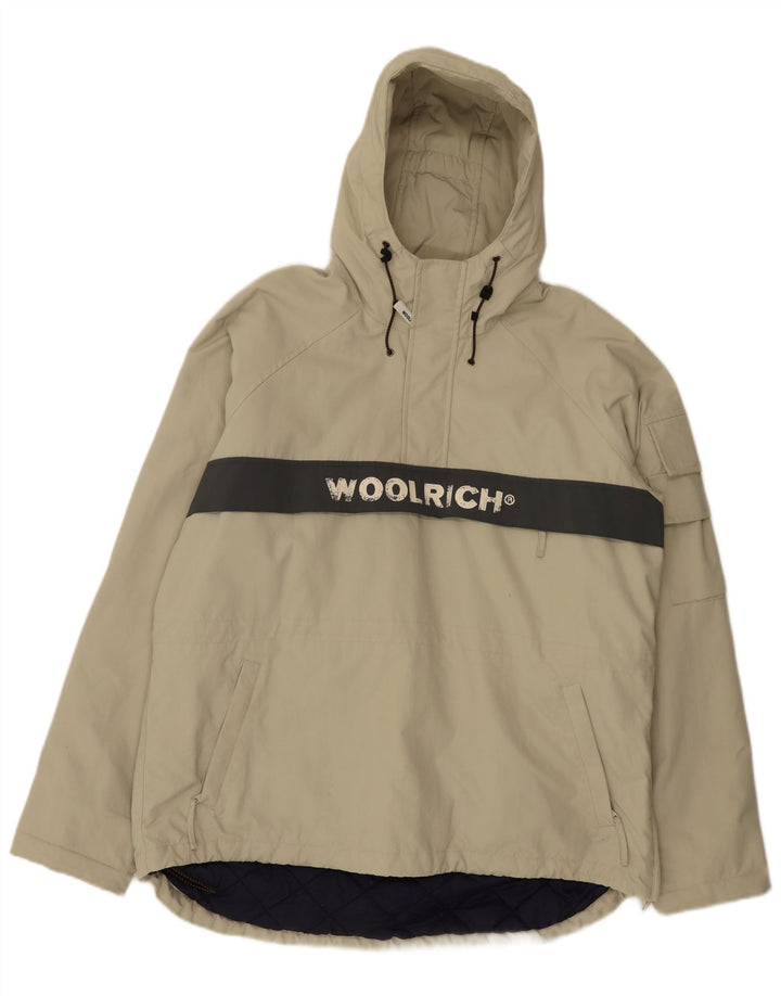 Męska kurtka Anorak z kapturem Woolrich UK 38, średni khaki, blok kolorów