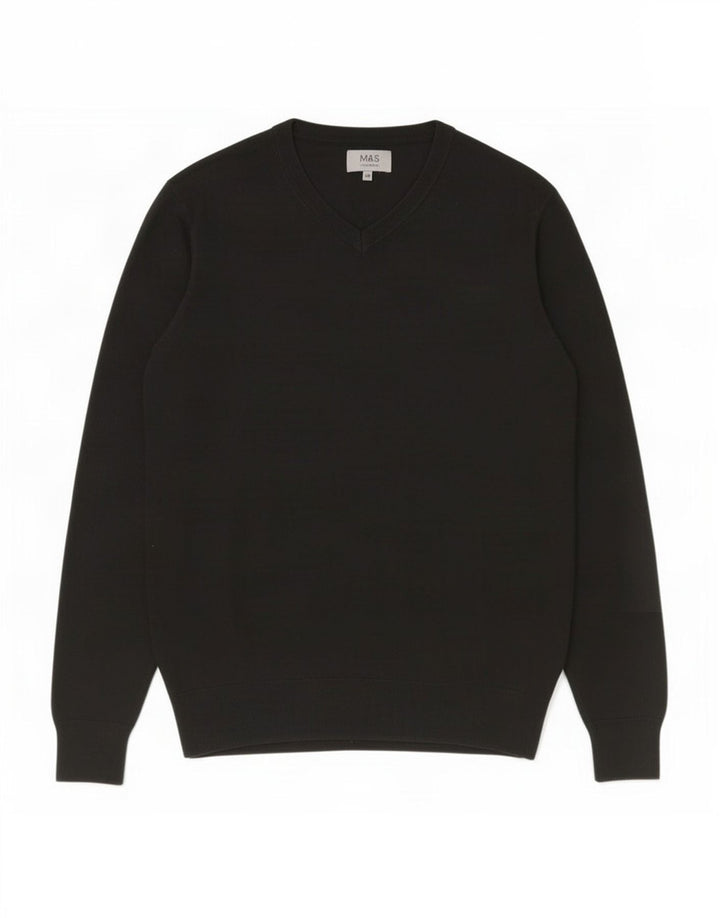 Marks & Spencer Męski sweter z dekoltem w kształcie litery V, XL, czarny