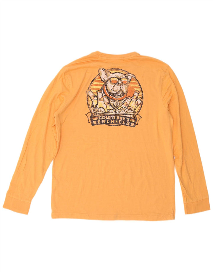 IZOD Mens Salt Water Graphic Top Long Sleeve Medium Orange Cotton