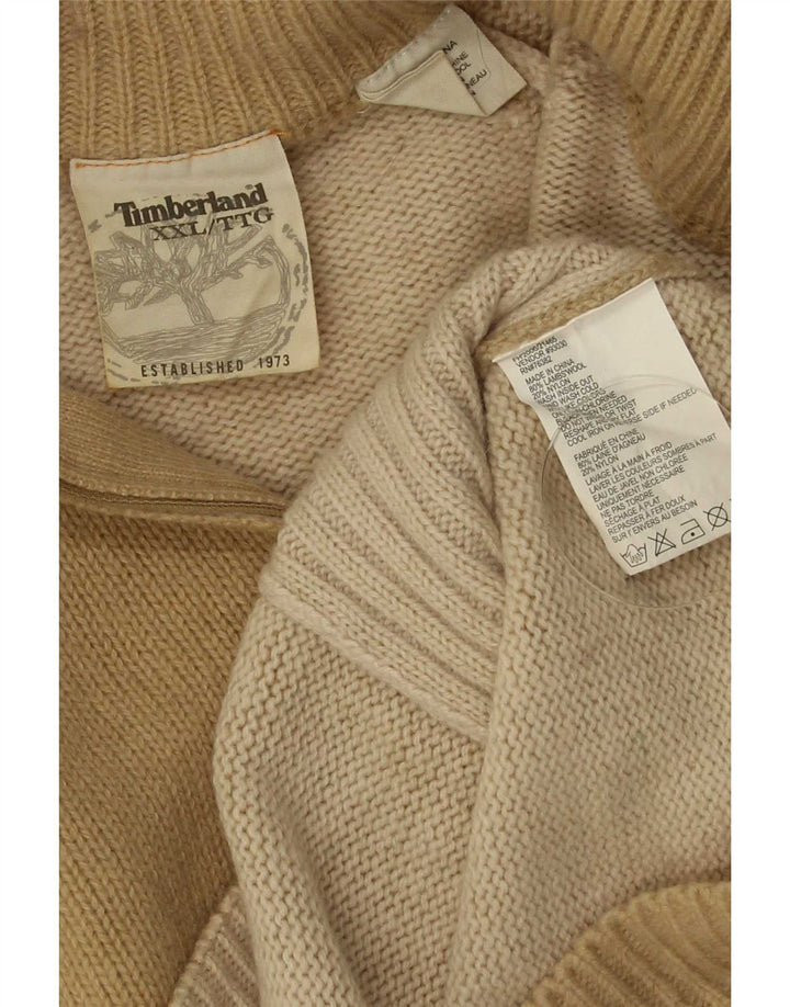 Męski sweter z zamkiem błyskawicznym Timberland 2XL beżowa wełna owcza