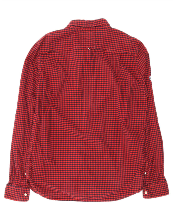 SUPERDRY Męska dopasowana koszula flanelowa XL, czerwona bawełniana kratka