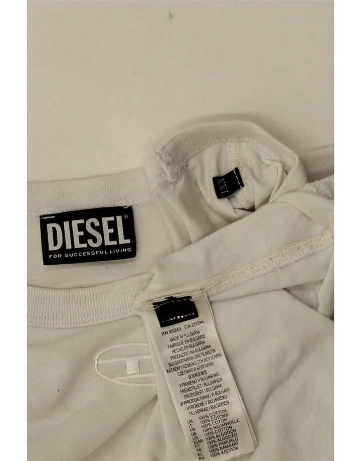Diesel Męski graficzny top z długim rękawem 2XL, biała bawełna