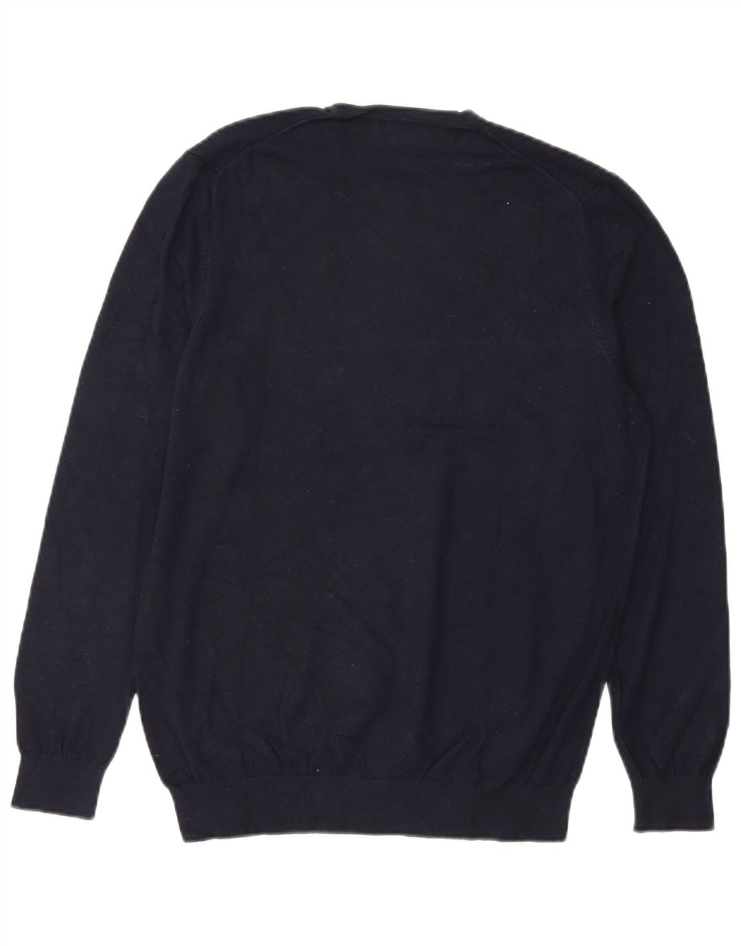 ZARA Mens Crew Neck Jumper Sweater Medium Navy Blue Viscose
