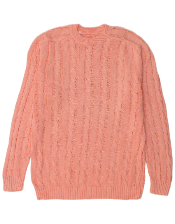 Vintage męski sweter z wycięciem pod szyją, duży, różowy