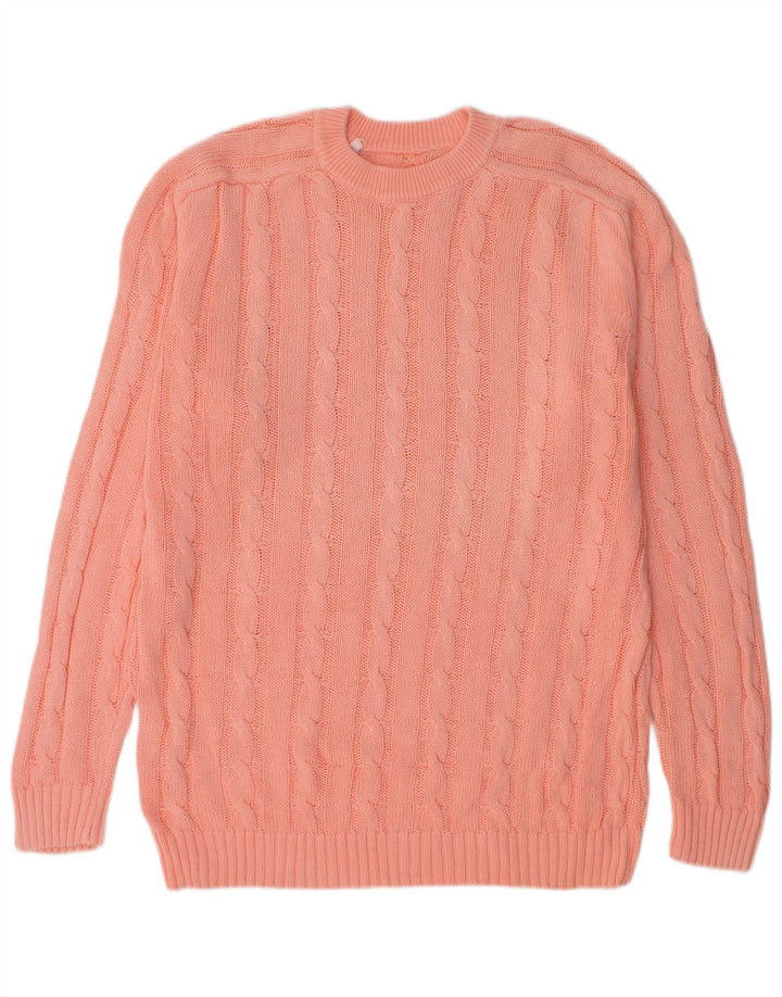 Vintage męski sweter z wycięciem pod szyją, duży, różowy