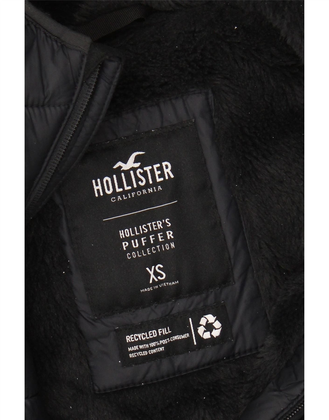Męska ocieplana kurtka z kapturem HOLLISTER UK 34 XS, czarny nylon