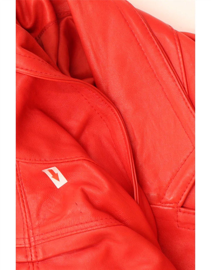 Vintage damski płaszcz skórzany oversize UK 18 XL czerwony
