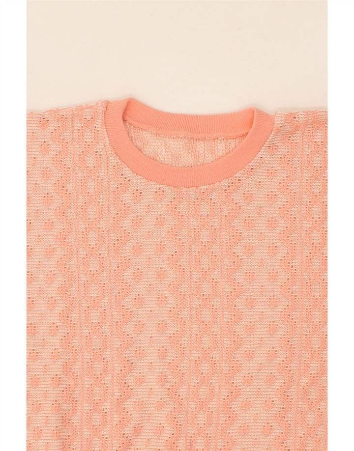 VINTAGE Womens Crew Neck Jumper Sweater UK 14 Medium Pink Chevron Vintage Vintage and Second-Hand Vintage from Messina Hembry 