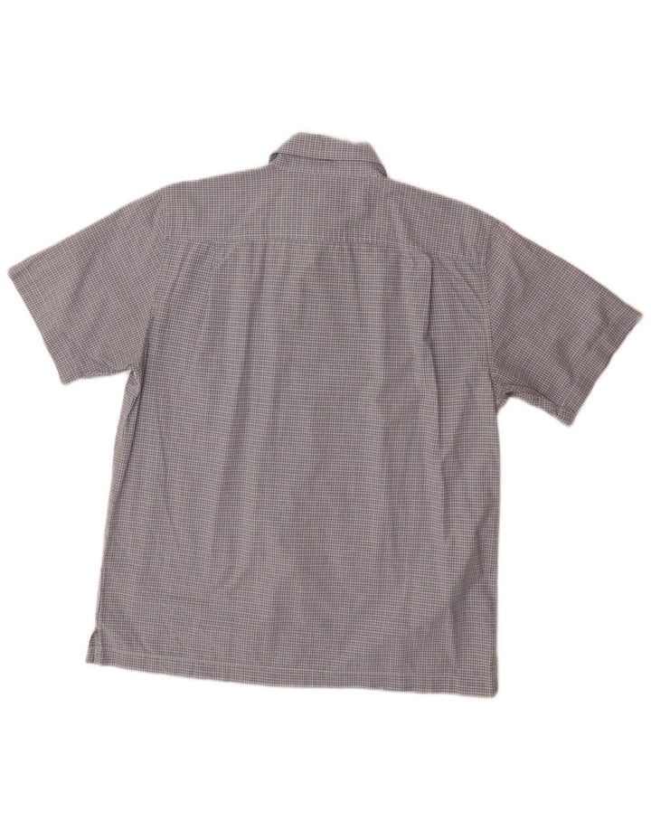 Koszula męska z krótkim rękawem DOCKERS, bawełniana, w średnią niebieską kratkę