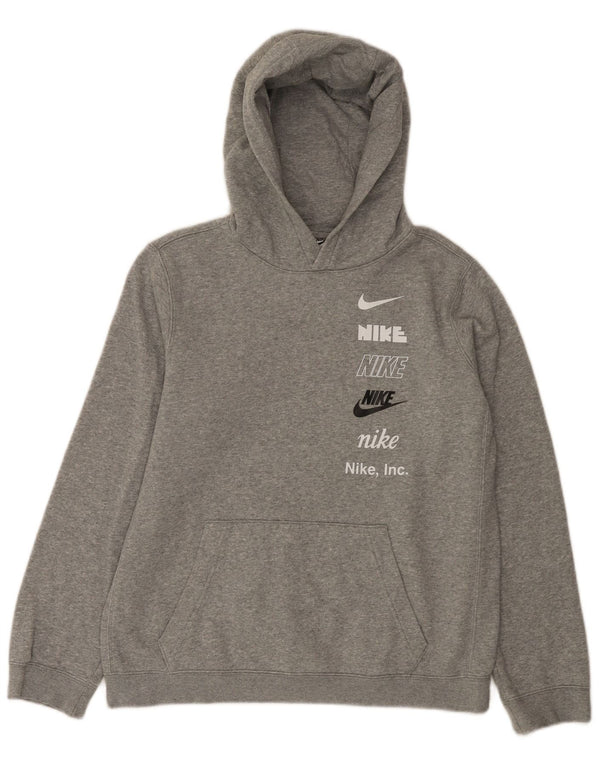 Chłopięcy sweter z kapturem Nike z grafiką 13-14 lat XL, szary, bawełniany