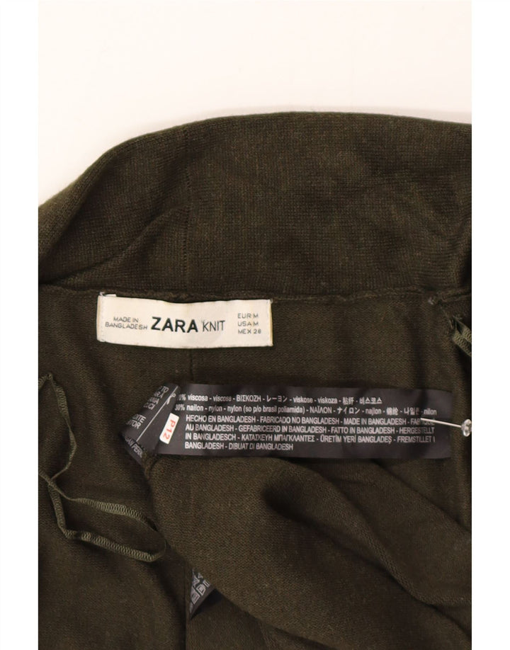 Sweter damski Zara z otwartym kardiganem UK 12, średnio zielona wiskoza