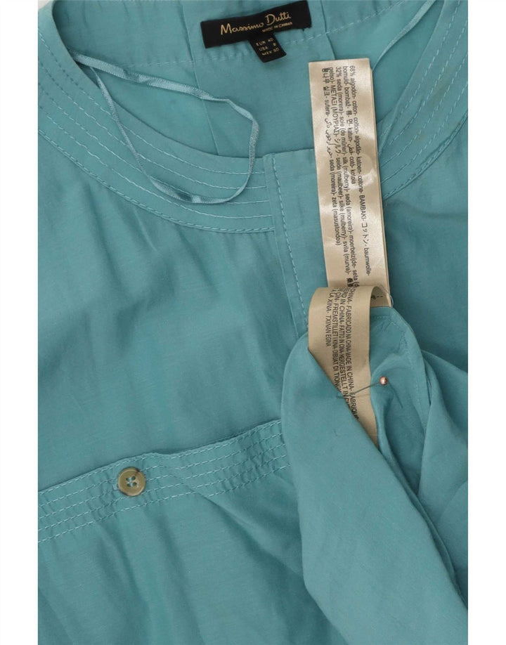 Damska bluzka koszulowa oversize Massimo Dutti EU 40, średnia turkusowa bawełna