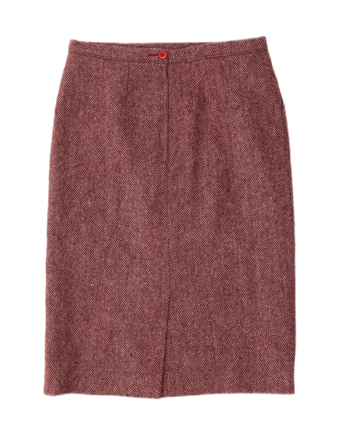 O' MAILLE Womens Midi Skirt W32 Large Burgundy Herringbone