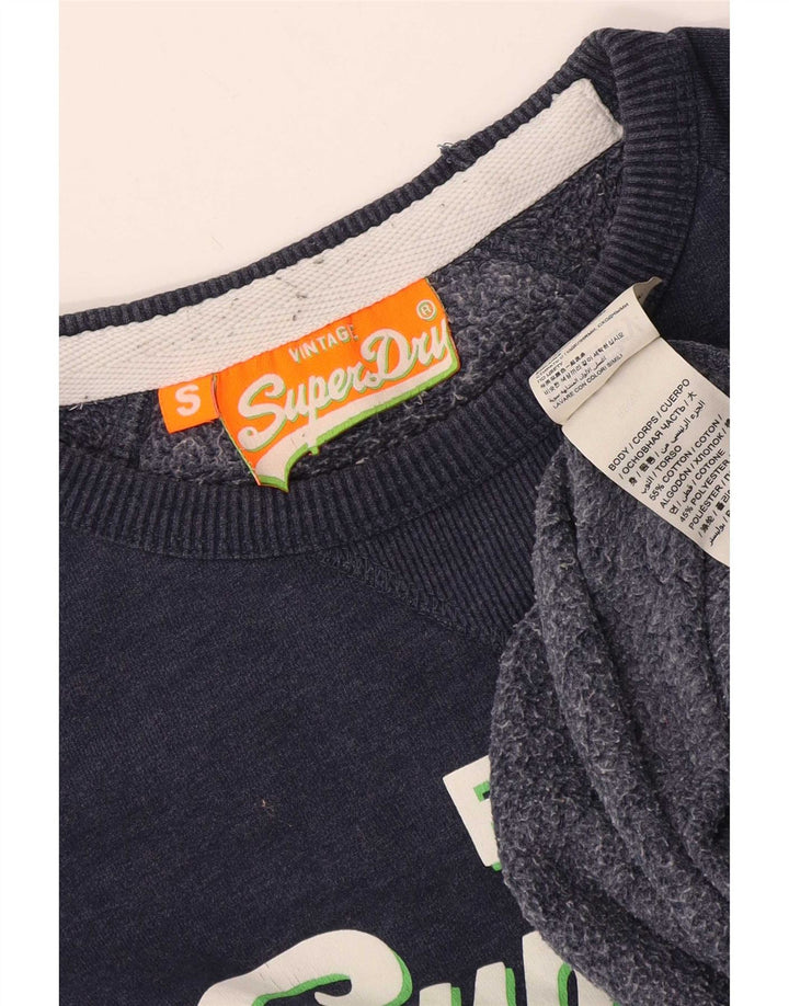 Męski sweter z grafiką Superdry, mały, granatowy, bawełniany