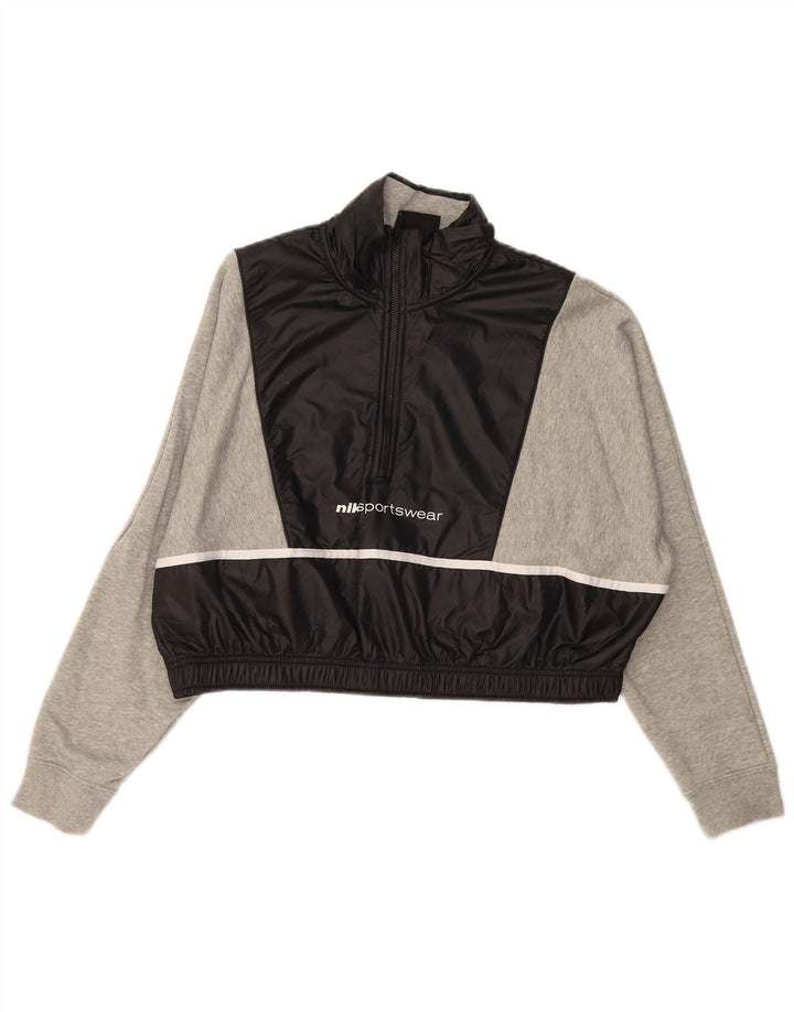 Damska bluza typu oversize typu Crop NIKE UK 16, duża, szara, z blokami kolorów